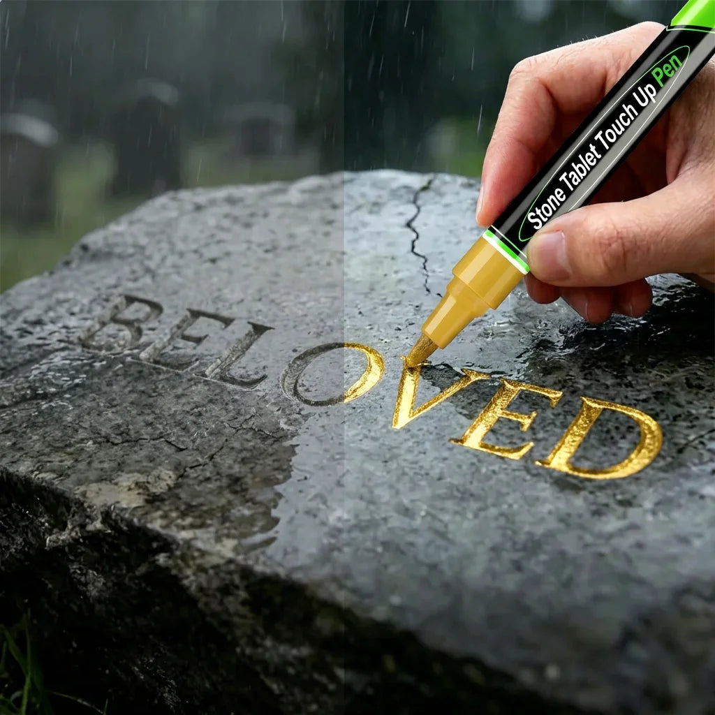 1PCS Professional Gold Tombstone Repair Pen 3mm Waterproof Metallic Inscription Marker Large Capacity Grave Stone Restoration