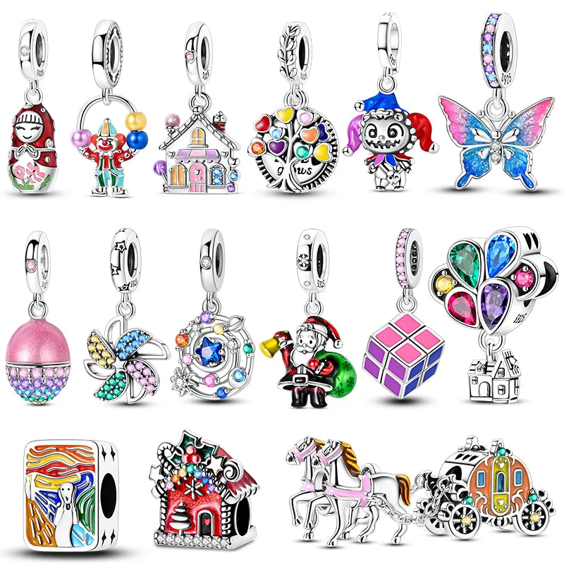 New Original Charm Beads 925 Sterling Silver Butterfly Hot Air Balloon Dangle For Bracelet Women Girl Fine DIY Jewelry Gift