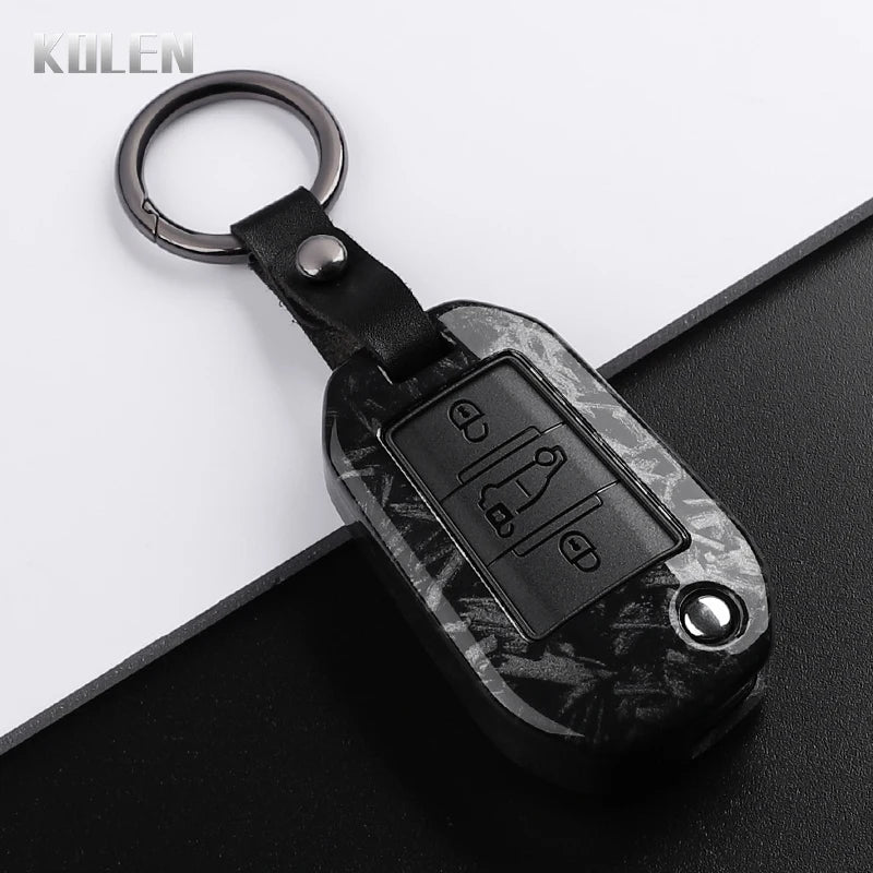 ABS Carbon Fiber Style Car Key Case Cover For Peugeot 208 308 T9 508 2008 3008 4008 For Citroen C4 For Opel Corsa Crossland X