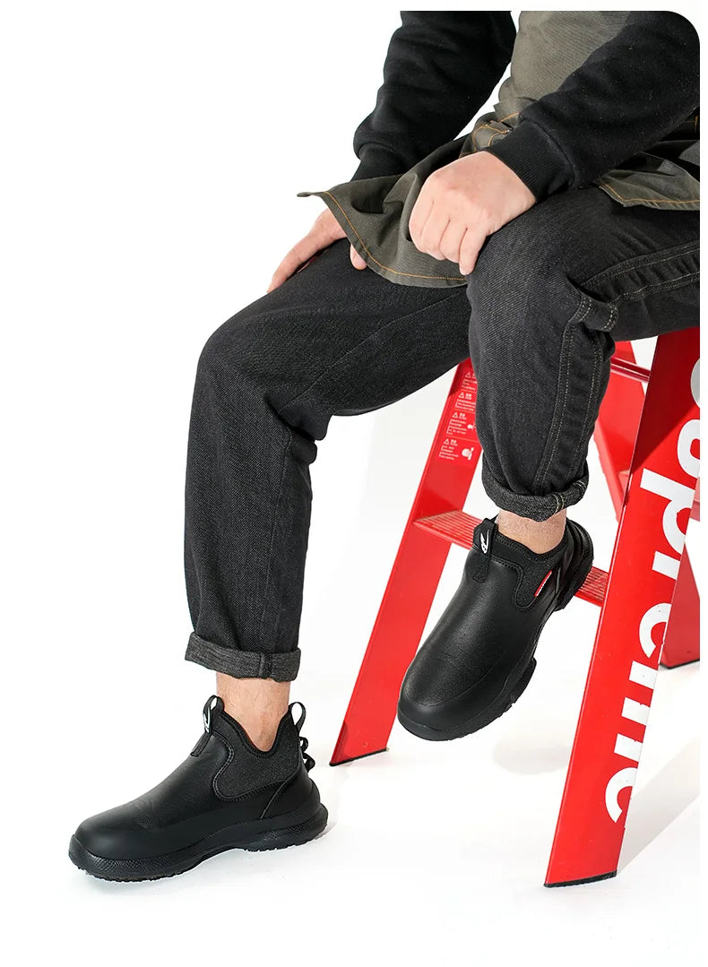 anti-skid kitchen work shoes non slip work waterproof boots lightweight Safety shoes for men chef work shoes leather sneakers