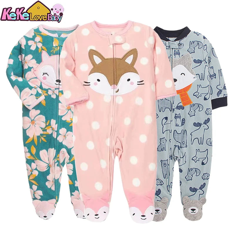 Newborn Baby Boy Girl Rompers Clothes Winter Pajamas Zipper Fleece Fall Infants Outfit Animal Jumpsuit Clothing 0 -12 Months New