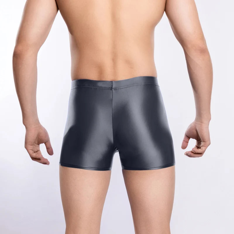 underwear men boxers  Mens Glossy Oily boxer shorts Elastic Underwear softThin Panties Breathable Underpants Smooth elasticity