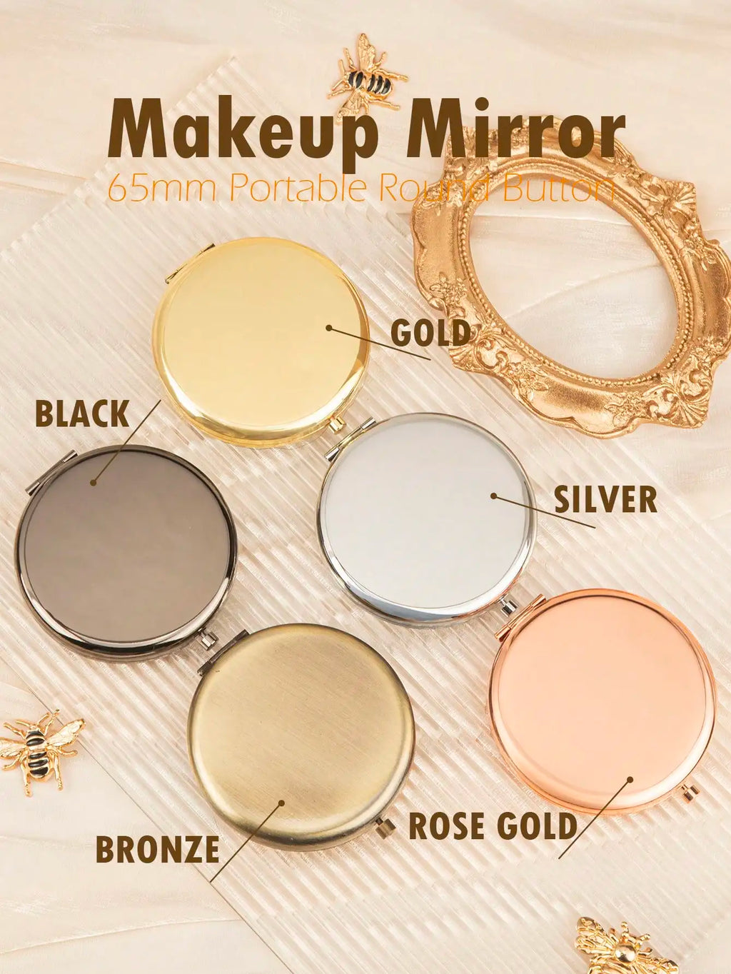 【2025 New】65 mm Round Double Sided Makeup Mirror - Portable Compact Handheld Makeup Mirror for Purse/Travel/Cosmetics