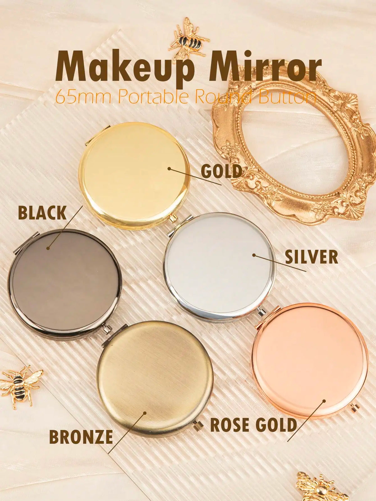 【2025 New】65 mm Round Double Sided Makeup Mirror - Portable Compact Handheld Makeup Mirror for Purse/Travel/Cosmetics