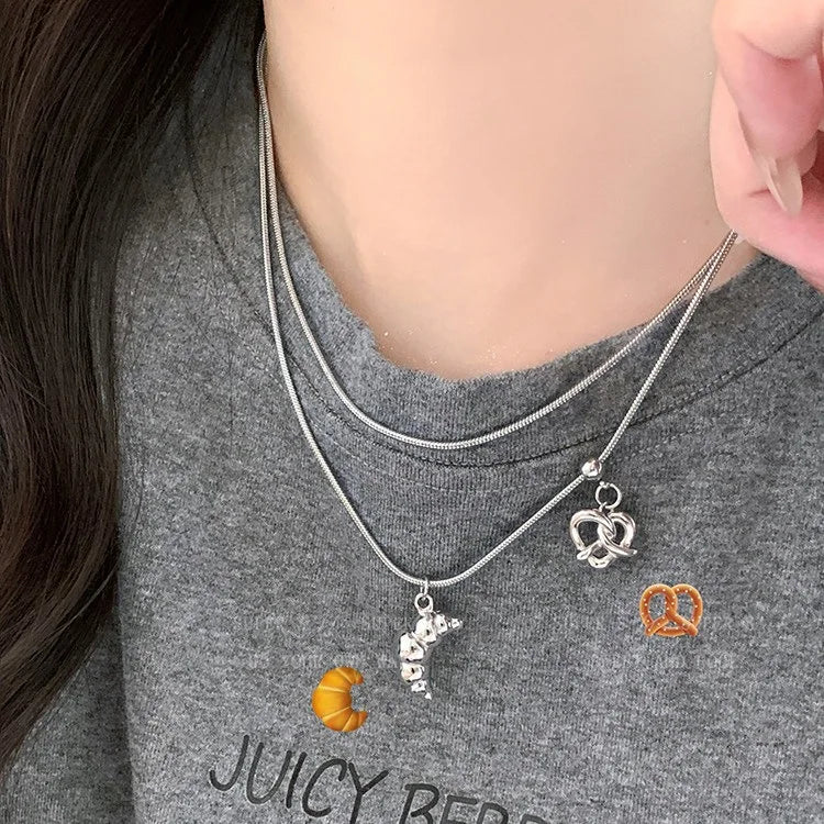 925 Silver Necklace Punk Wealth Good Wish Matte Ball Bread OT Clasp Stackable for Women Girl Jewelry Gift Dropshipping Wholesale