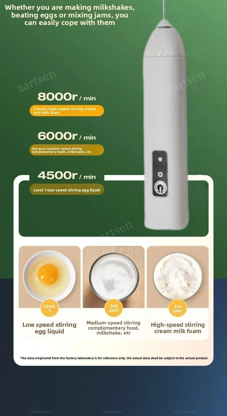 Wireless Milk Frother Electric Type-C Handheld Blender Stainless Steel Mini Coffee Maker Whisk Mixer For Coffee Cappuccino Cream