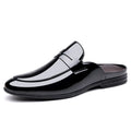 High Quality New Designer Half Slippers Fashion Shoes for Man Men's Business Casual Shiny Leather Shoes Pointed Toe Formal Shoes