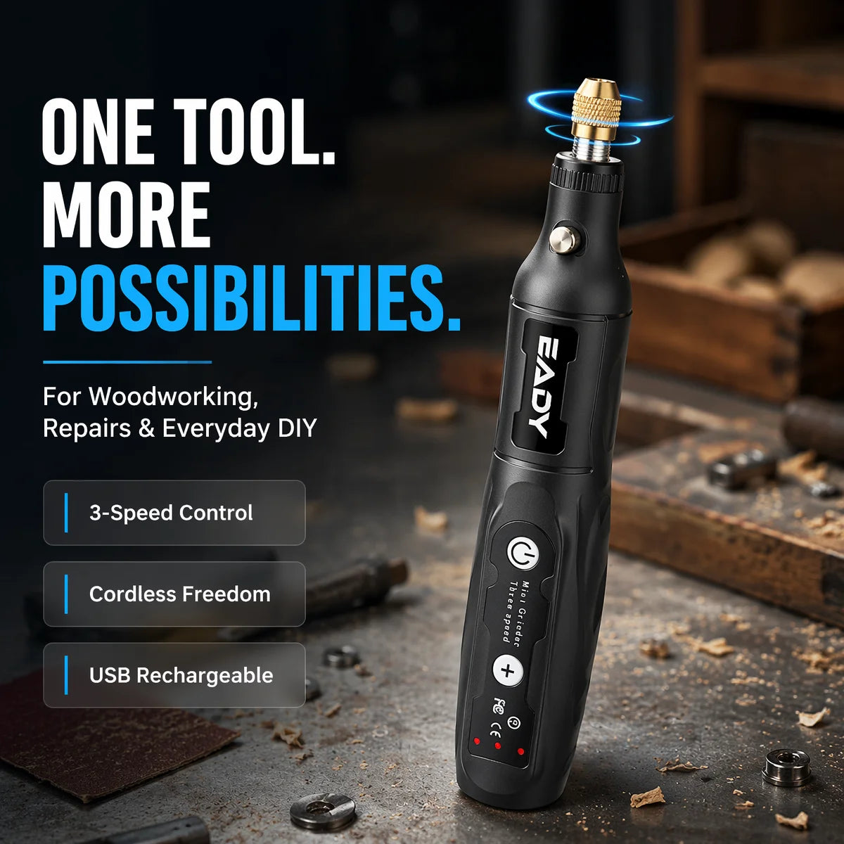 Mini Cordless Drill, 3-Speed Adjustable Rechargeable Rotary Tool, 1/33/62/110PCS Set, Small Grinder for DIY Craft
