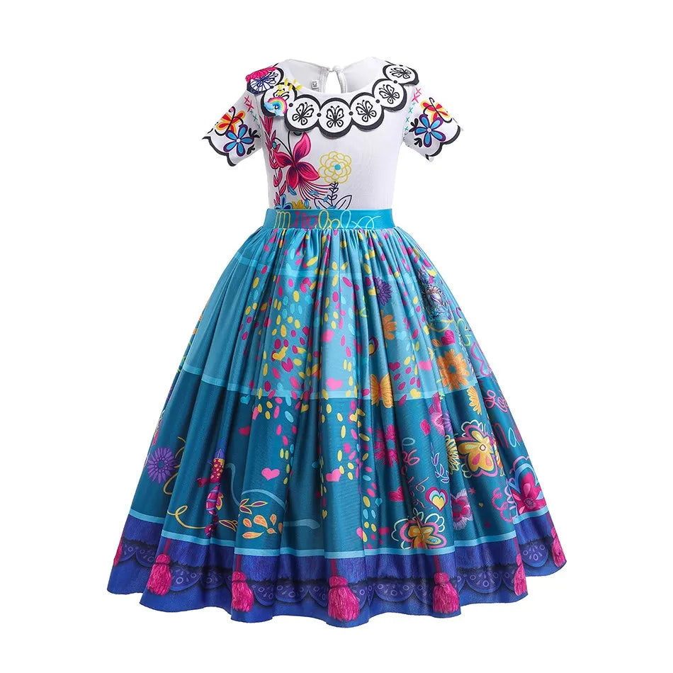 Children Princess Dress Kids Flower Madrigal Cosplay Costume Girls Mirabel Christmas Halloween Clothes Summer Outfit 2-10 Years