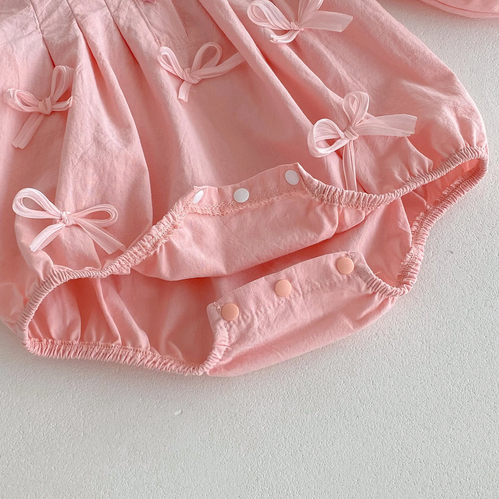 Spring and Autumn baby Girl Cute Bow Long Sleeve Triangle Climbing Suit Princess Onesie Crawling Suit, Suitable for Outdoor