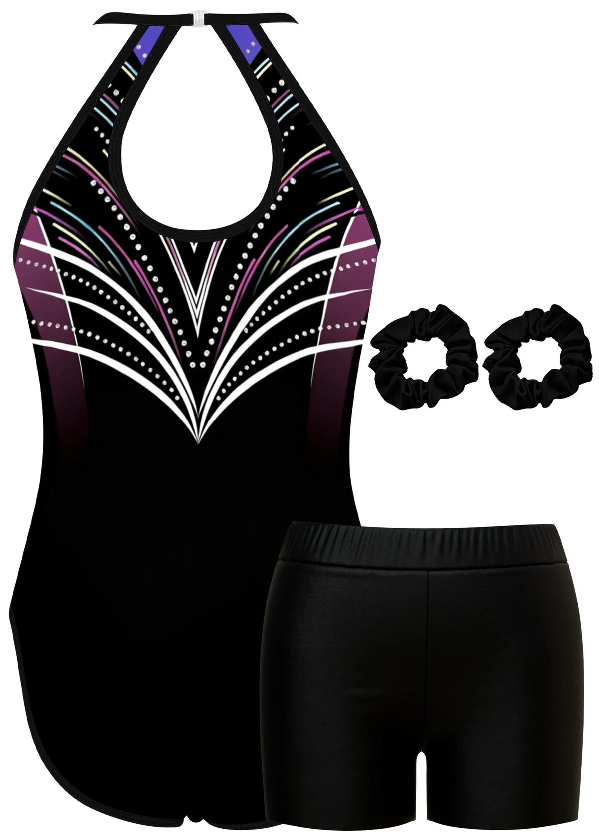 Gymnastics Leotard for Girls Athletic Gymnastics Unitard Halter Neck Biketard Tumbling Activewear for Kids No Diamond