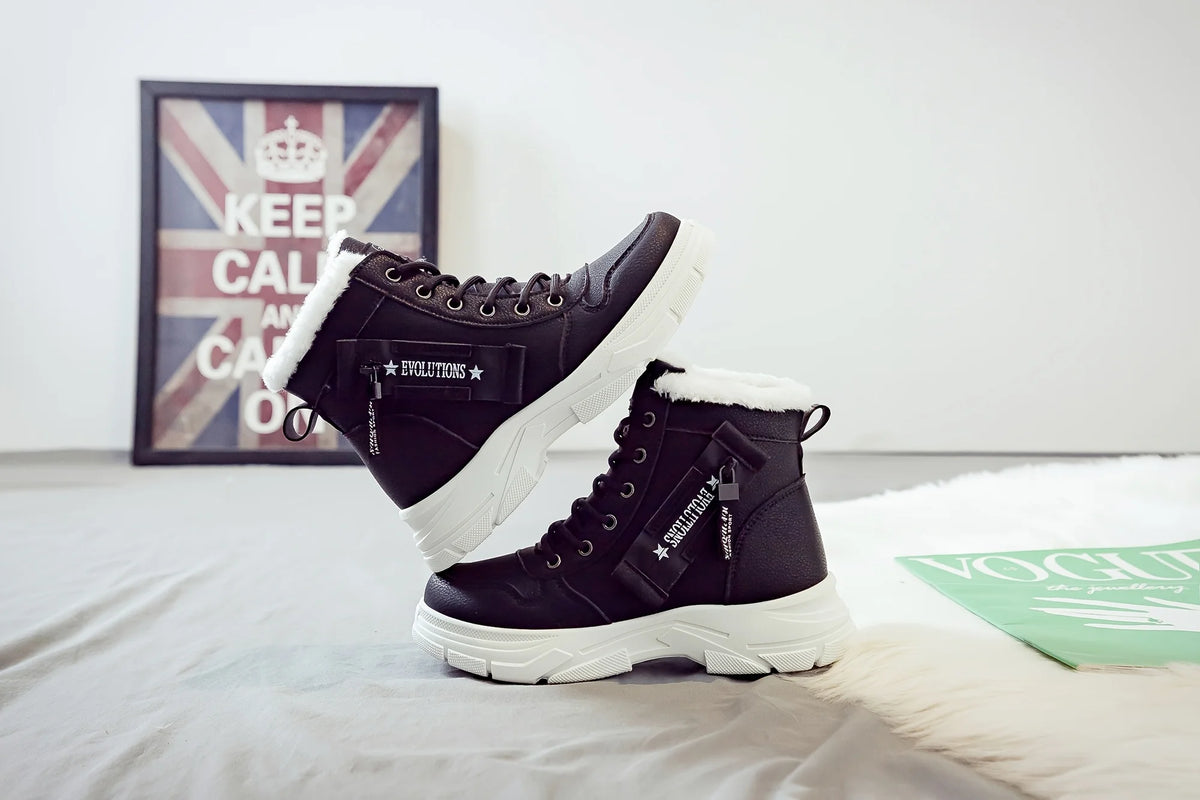 Botins de Senhora, Botins Curtos, Botas de Inverno com Forro Espesso e Isolamento, Elegantes e Versáteis, Botas de Inverno de Sola Grossa