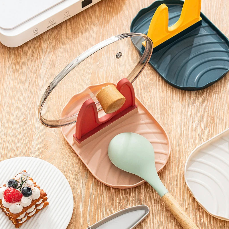 Household Plastic Pot Lid Rack Multi-Functional Pot and Spatula Rack Kitchen Storage Rack Stove Storage Rack