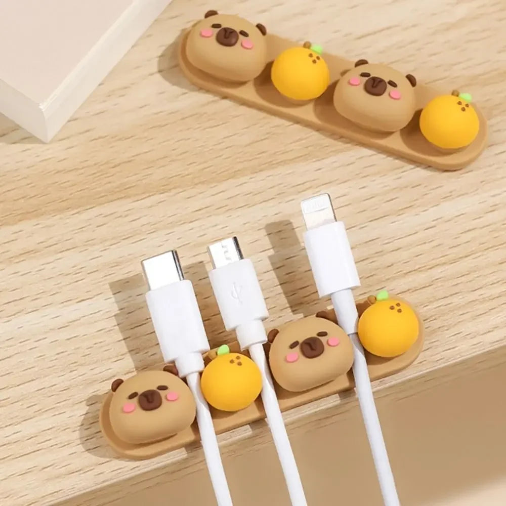 Cartoon Panda Cable Holder: Self-Adhesive Desk Wire Organizer for Phone Charging Cords