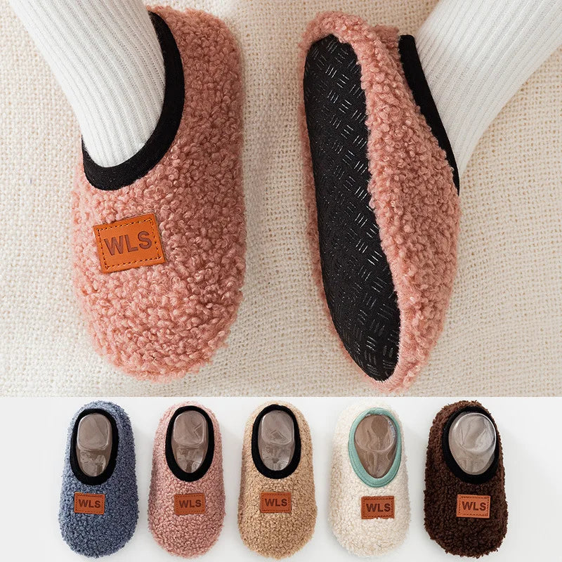 Autumn Winter Warm Baby Slippers Toddler Plush Floor Sock Shoes Boys Girls Soft Anti-slip Walking Shoes Indoor Home Kids Socks