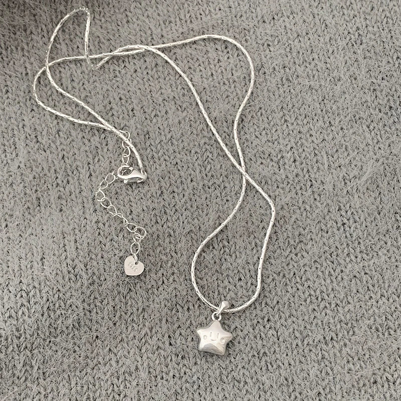 925 Silver Necklace Punk Wealth Good Wish Matte Ball Bread OT Clasp Stackable for Women Girl Jewelry Gift Dropshipping Wholesale