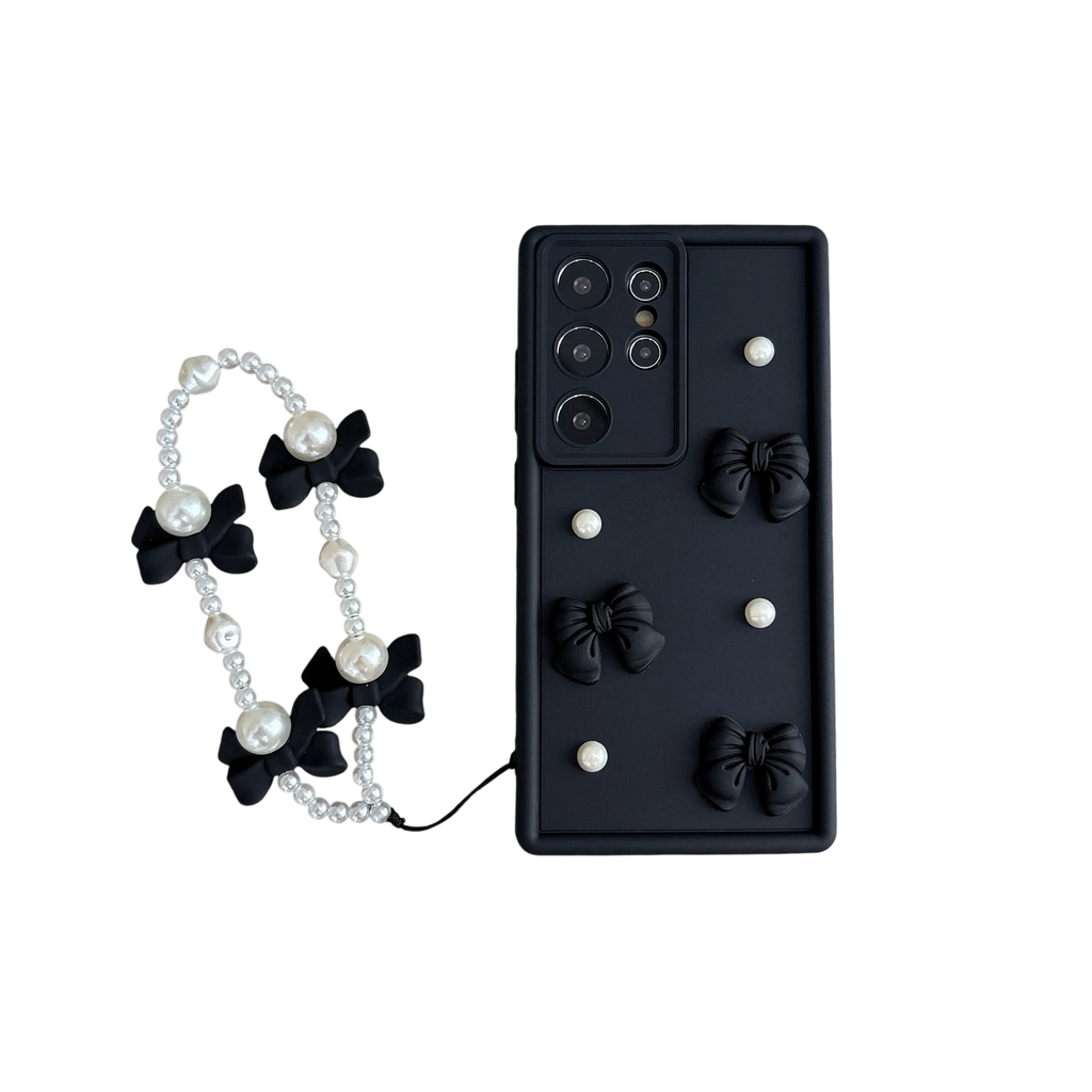 Bow Pearl Chain Rope Phone Case For OPPO A5X A5 Pro A60 4G 5G Reno 14 Pro 14F 8T 8Z 7Z 6Z 5Z 4Z 2Z Realme 14T 14 C71 Rope Cover