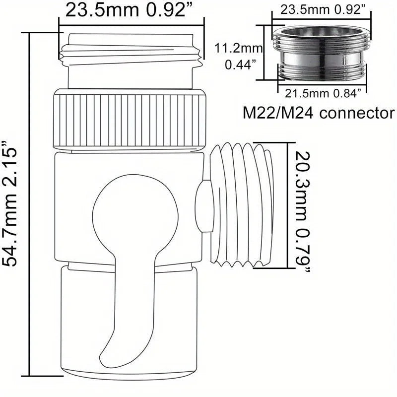M22/M24 Switch Faucet Adapter Kitchen Sink Splitter Diverter Valve Water Tap Connector for Toilet Bidet Shower Bathroom Kitchen
