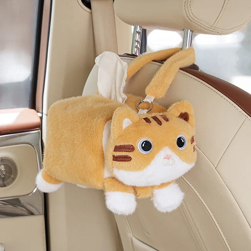 Car tissue box cute cartoon cat car car paper box hanging high-end decoration car tissue bag Car tissue box car accessories