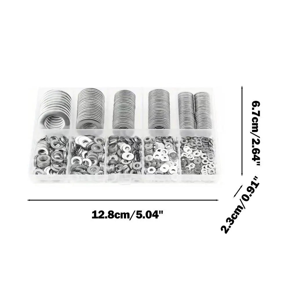 80-580PCS Stainless Steel Flat Washer Assortment Kit (M2, M2.5, M3, M4, M5, M6, M8, M10) for Home Decorations& Factory Repairs