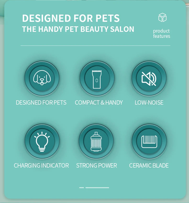 Pet Hair Clippers for Cats Dogs, Low Noise Waterproof Wireless Grooming Trimmers for Pet Salon, Optional Replacement Blades