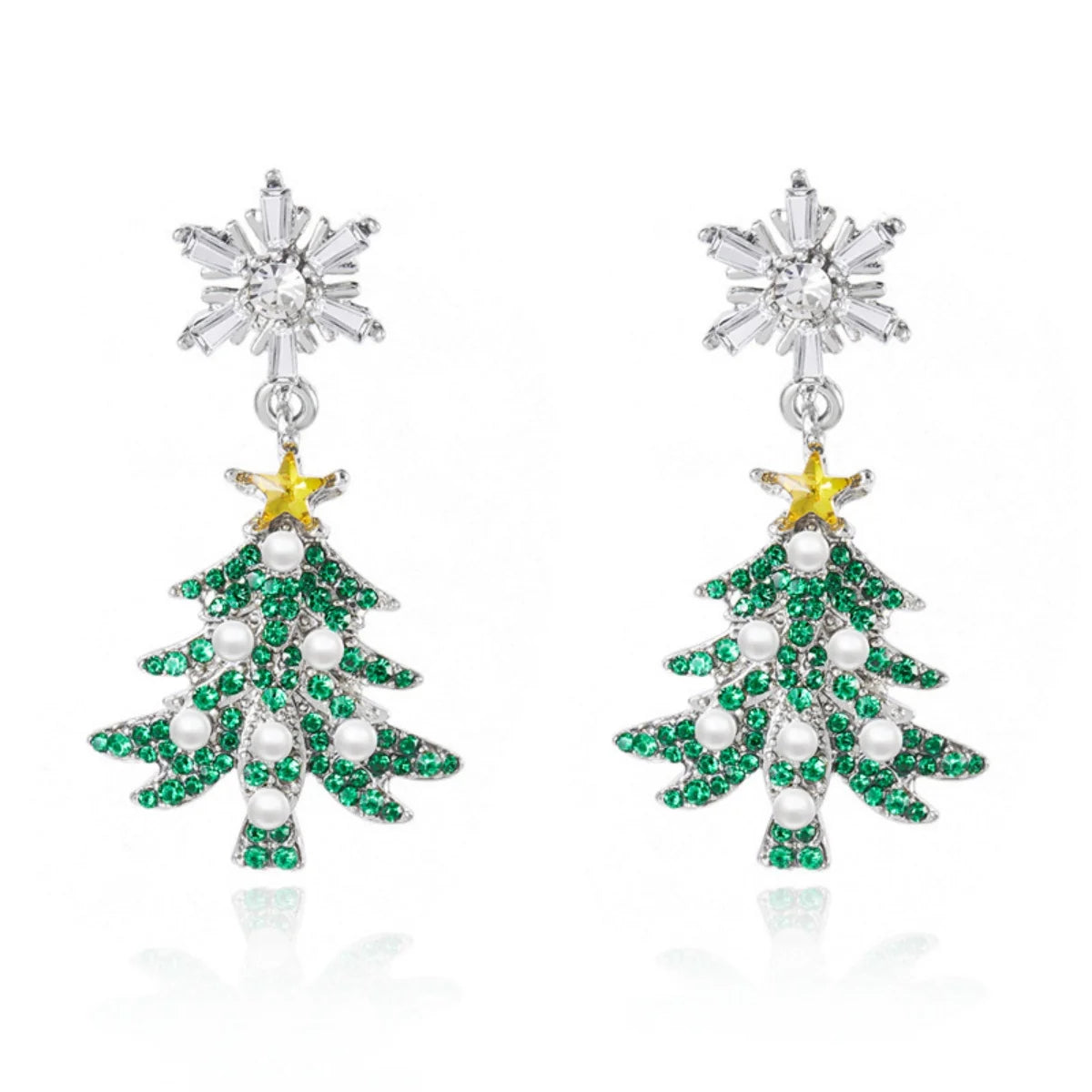 Christmas Earrings Rhinestone Imitation Pearl Snowflake Xmas Tree Star Bell Drop Holiday Dangle Party Jewelry Gift For Women Men