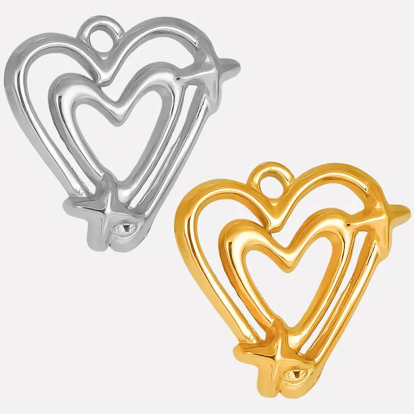 6pcs/Mix Classic Gold/Silver Color Heart Shaped Cross Irregular Shaped Pendant Stainless Steel Diy Women Necklace Accessories