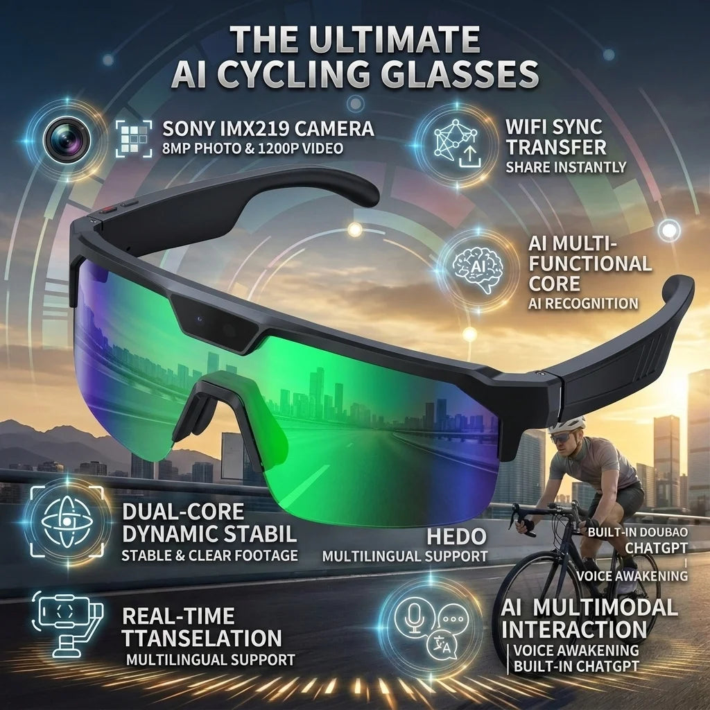 2026 New Smart Glasses Translation Travel Cycling Sports Goggles Anti Blue Light Click Take Photos Videos Smartglasses Outdoor