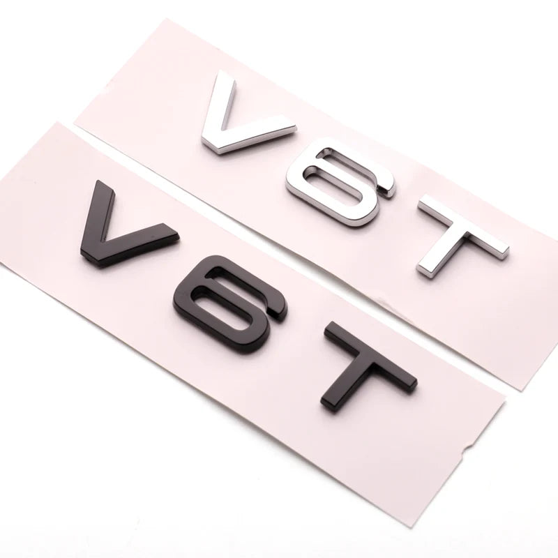 ABS V6T V8T Fender Side Body Emblem Logo Tail Trunk Rear Badge Sticker Decal For Audi S3 S4 S5 S6 S7 S8 A3 A4 A5 A6 A7 Q3 Q5 Q7