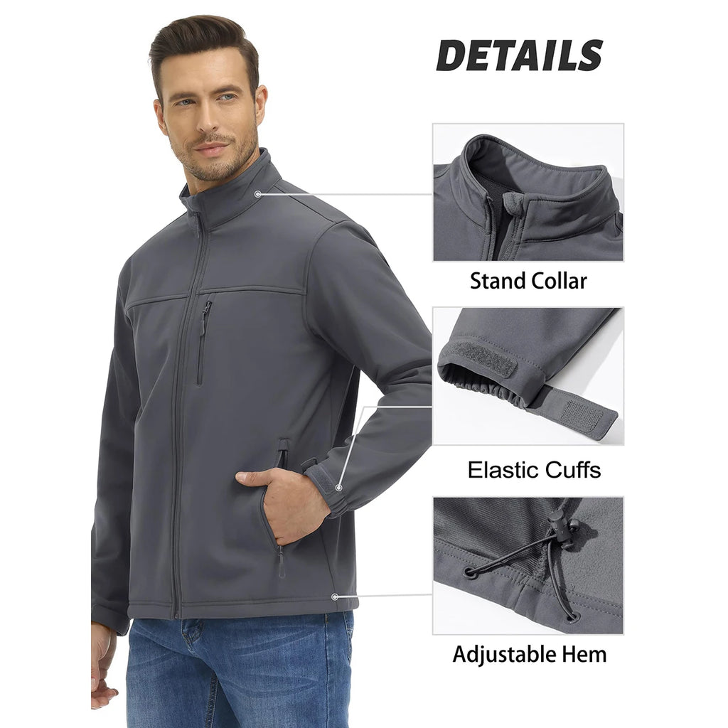 TACVASEN Blusão Impermeável para Homem Caminhada Outdoor Fecho Completo Corta-vento Forro Polar Quente Outono Inverno Trabalho Casaco Casual