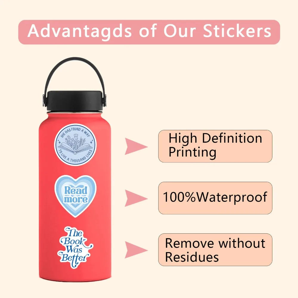 10/55Pcs Blue Bookish Reading Book Aesthetic Stickers for Students Stationery DIY Phone Luggage Laptop Notebook Graffiti Decals