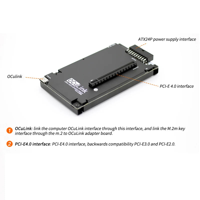 OCuP4V2 OCuLink External Graphics Card Dock PCI-E 4.0 x4 ReDriver Optional M.2 M key Adapter for Laptop Mini PC to Video Card