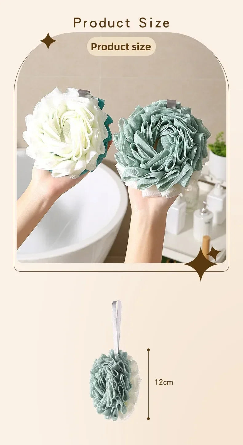 Large Bath Sponge Double-Layer Scrub Foaming Bath Washing Towel Lace Design Back Scrubbing Bath Ball for Personal Hygiene