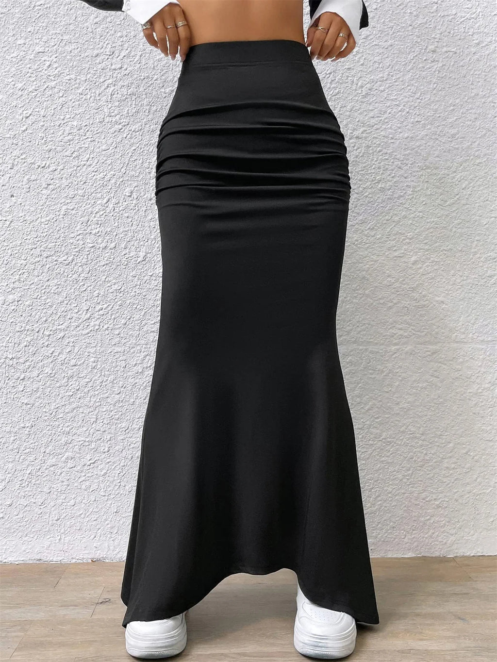 Women Solid Slim Fishtail Skirt Spring Summer New In Elegant Fashion High Waist Fold Skirts Lady Causal Street Short Dress Sexy