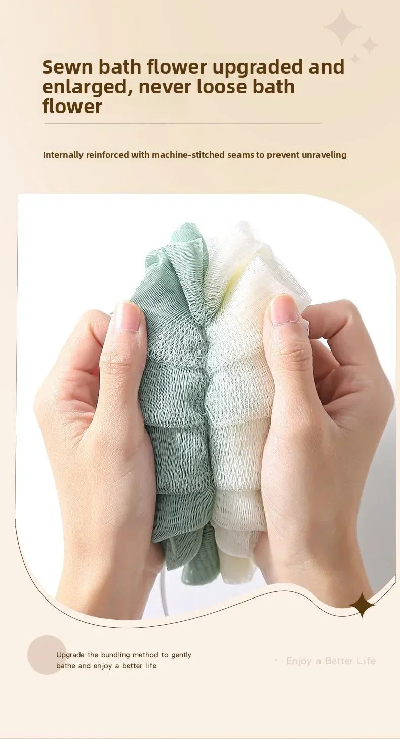 Large Bath Sponge Double-Layer Scrub Foaming Bath Washing Towel Lace Design Back Scrubbing Bath Ball for Personal Hygiene