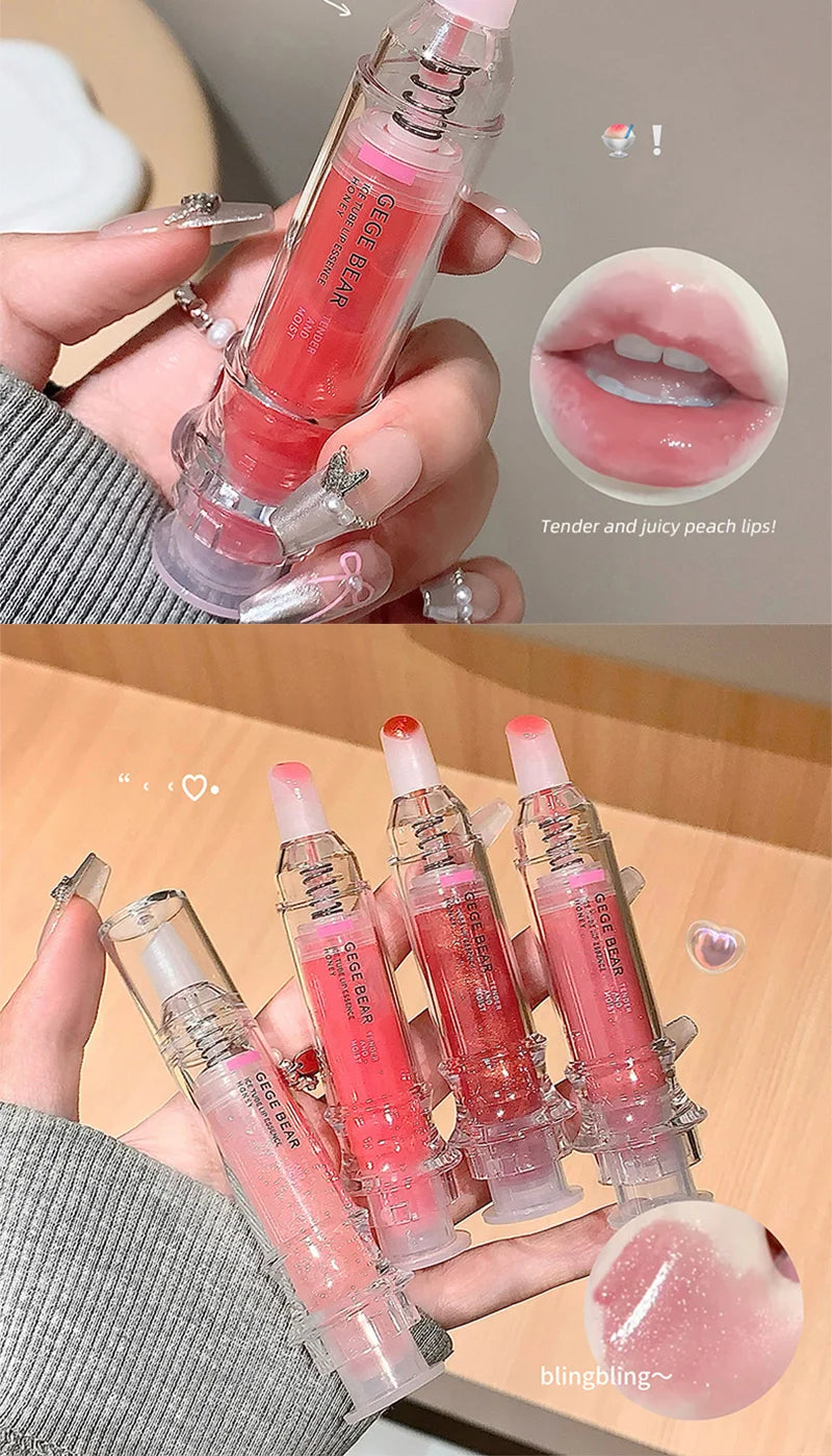 Gege Bear Ice Beet Lip Gloss Essence Honey, Pressed Type Lip Gloss, Balm Smooth, Rich Atmosphere, Explosion, Glitter, Transparent, Watery and Ice, Perfectly Lips, Korean Women's Essentials