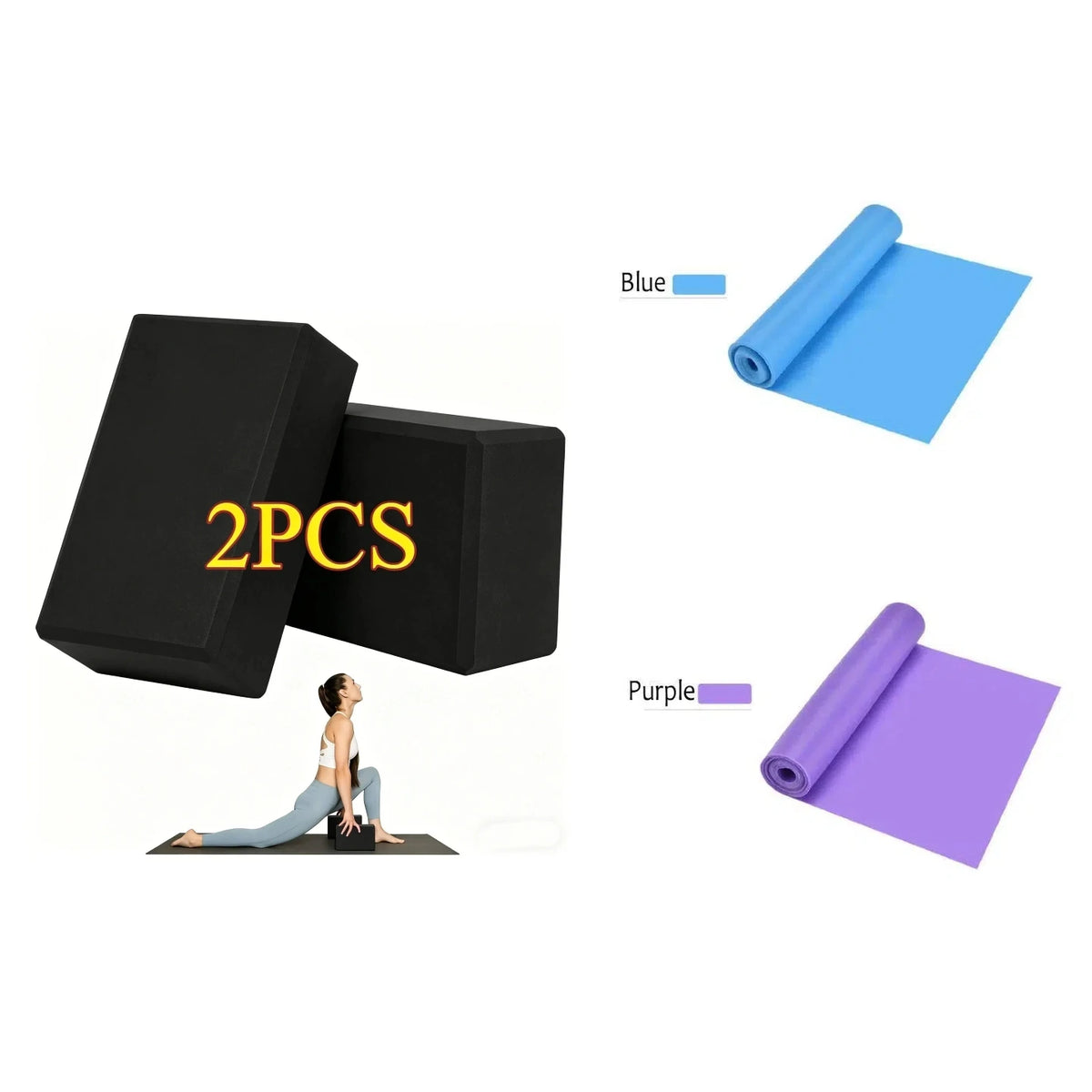 2/3/4PCS Yoga Blocks Made from High-Density Foam Lightweight Supportive And Odor-Free - Essential Yoga Belt Yoga Gear for Women