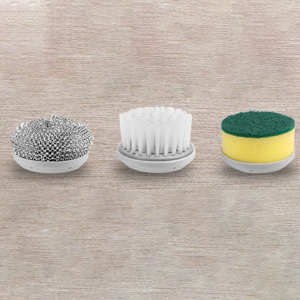Electric Clean Brush Multifunctional Kitchen Home Cleaning Brush 3 Replaceable Brush Heads Bathroom Kitchen Cleaner