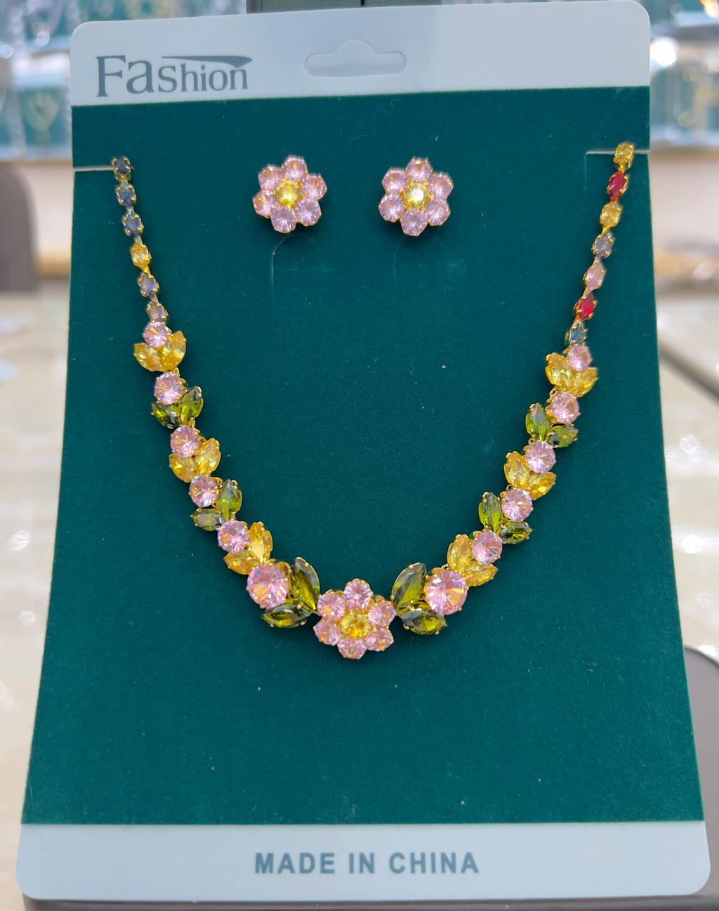 3 Pieces of Zircon Wheat Ear Earrings, French Elegant Necklace, Earring Jewelry Suitable for Dinner Parties, Weddings, and Parti