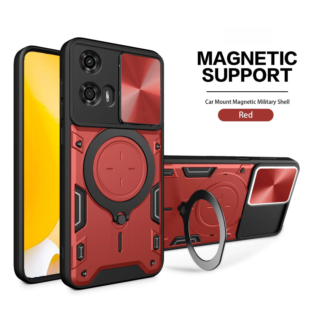 For Motorola Moto G24 G04S E14 G05 E15 G06 G34 G45 G35 G53 G13 G23 G54 G55 G85 S50 NEO Armor Slide Magnetic bracket phone case
