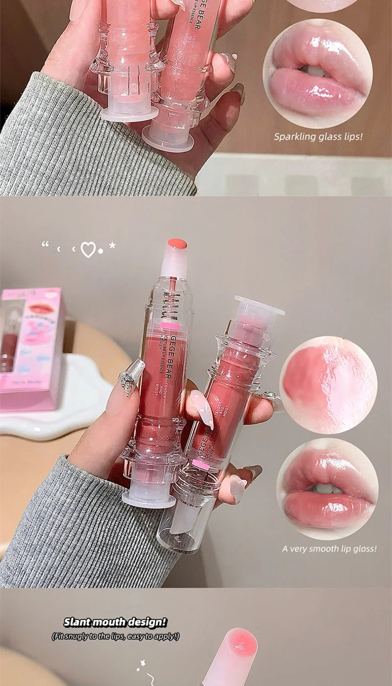 Gege Bear Ice Beet Lip Gloss Essence Honey, Pressed Type Lip Gloss, Balm Smooth, Rich Atmosphere, Explosion, Glitter, Transparent, Watery and Ice, Perfectly Lips, Korean Women's Essentials