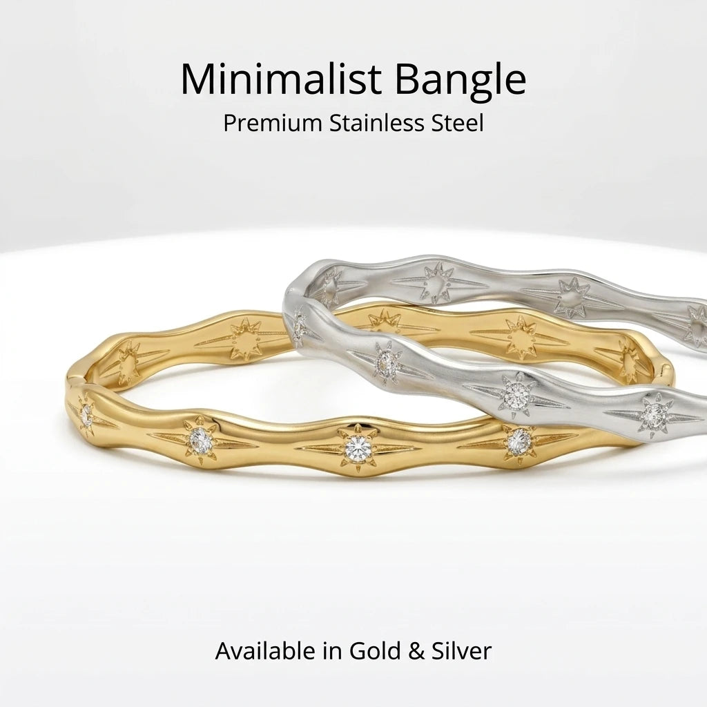 Gold Color Snap-on Sun Zircon Bangle, Luxury Stainless Steel Bracelet for Women, Fashion Jewelry Gift 60mm