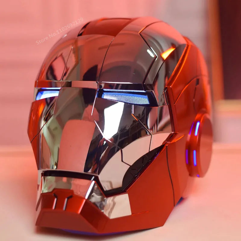 New Auto King 1:1 Red Helmet Cosplay Voice Control Eyes with Light Matte Black Golden Model Toys Wearable Adult Christmas Gift