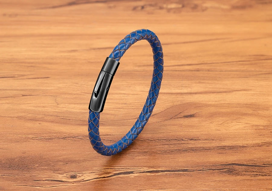 Pulseira de Pele Clássica para Homem TYO 3/4/5/6/8mm 3 Cores Bracelete Moderna com Fecho Magnético Acessórios Artesanais Personalizados Presente por Grosso