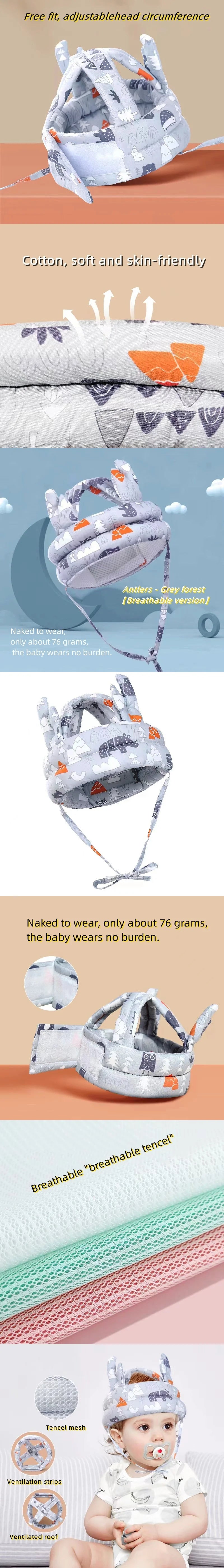 1 PCS Baby Safety Helmet Head Protection Hat Toddler Walk Crash Cap Adjustable Protective Headgear