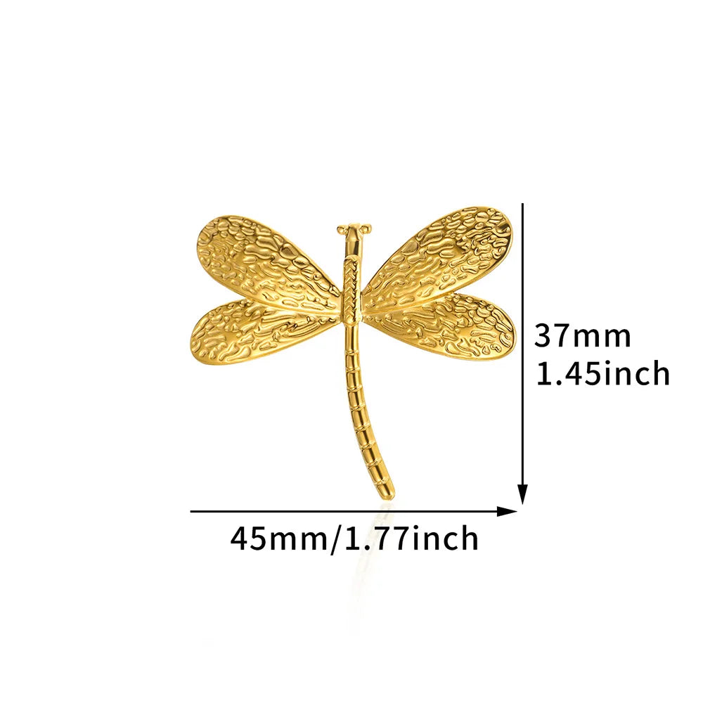 Punk Stainless Steel Daisy Ring For Women Men Fashion Gold Color Geometric Dragonfly Exaggerated Rings Love Jewelry Anillos Gift
