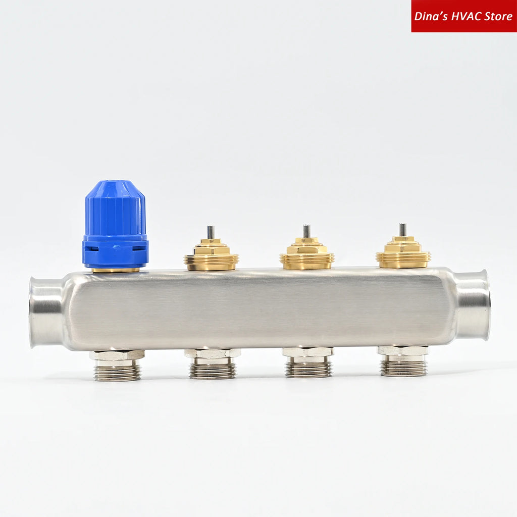 Stainless Steel S304 Underfloor Heating Manifold Kit with Flow Meter and Thermostatic Screw G1"*50MM