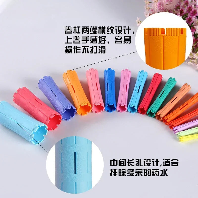 Hair Perm Rods Cold Wave Rods Hair Curling Rollers Curlers Steel Pintail Comb Hair Curler No Heat for Women Long Short Hair