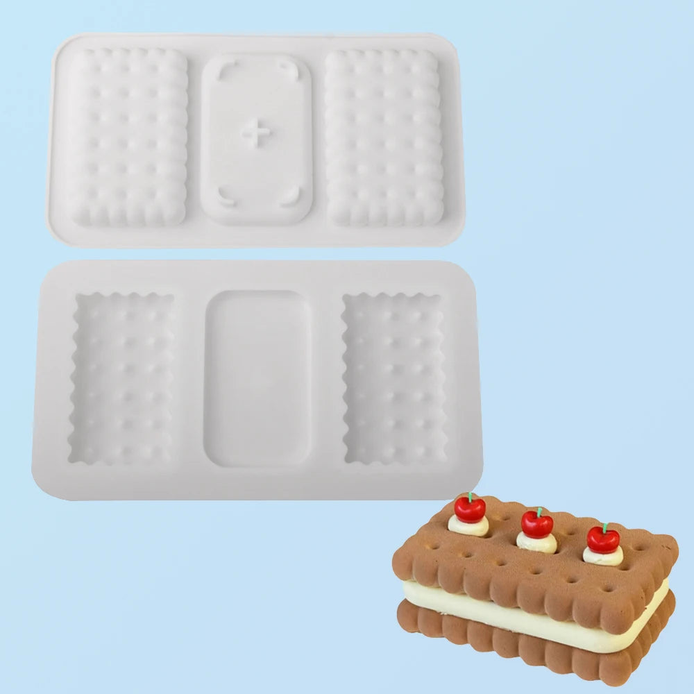 Moldes de silicone para bolachas, chocolates ou bolos em forma de coração, quadrado ou retangular, utensílios de cozinha para pastelaria e sobremesas