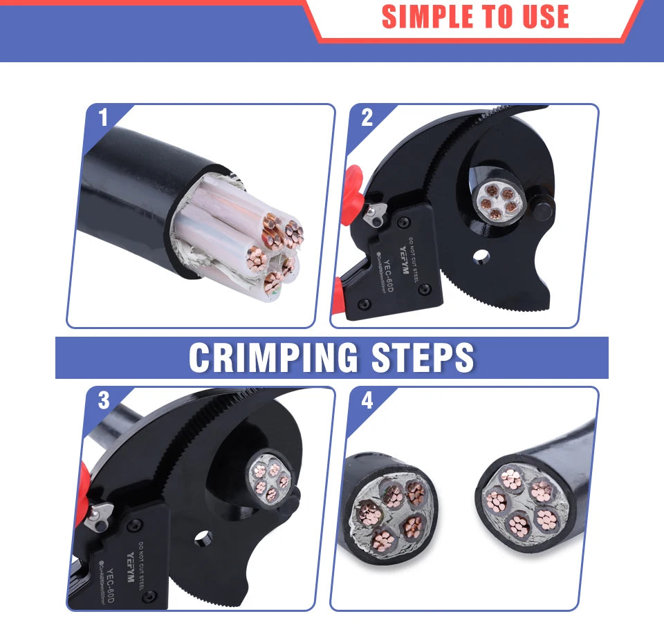 Cable Cutter/Wire Plier/Wire Cutter/Cable Cutting Pliers - Manual Ratchet-type Special-purpose Cable Cutter YEC-60D Max 500mm²